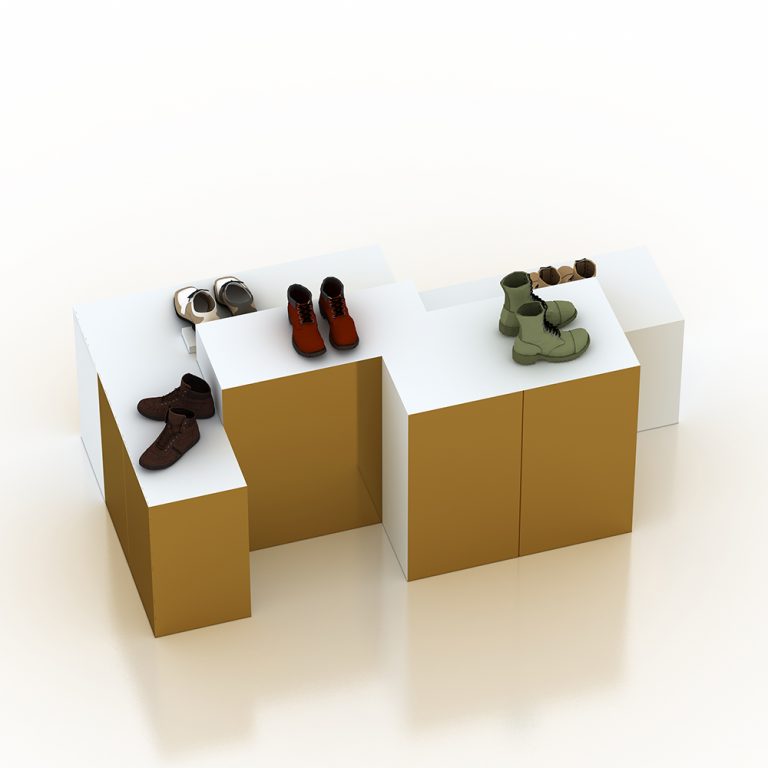 tables displays for retail shoe store