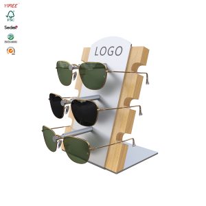 Wood eyewear display stand counter