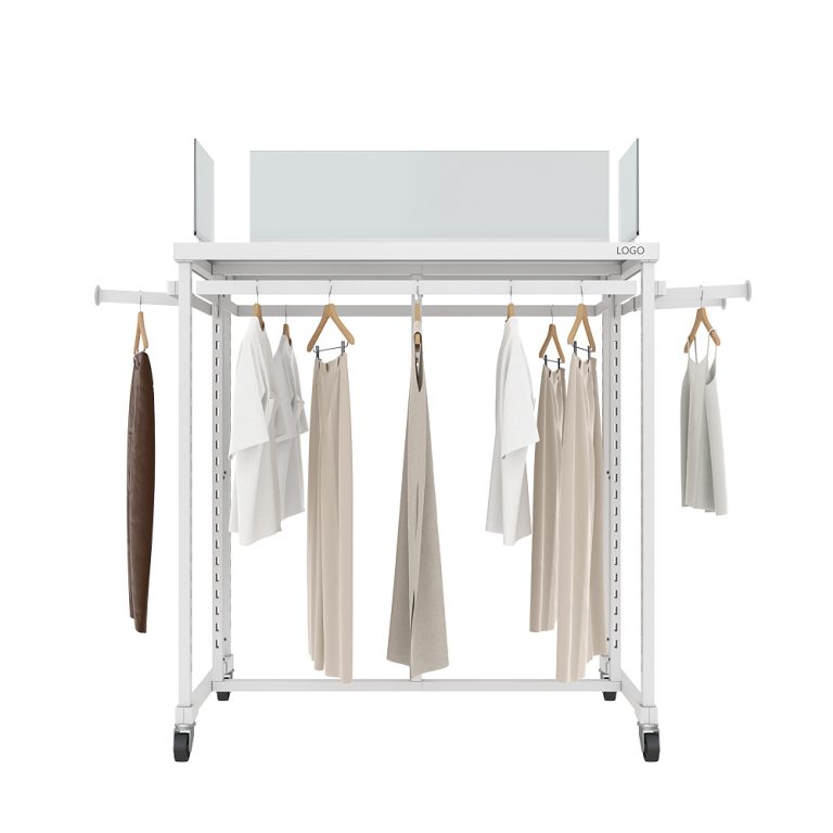 Clothing display stand with wheels
